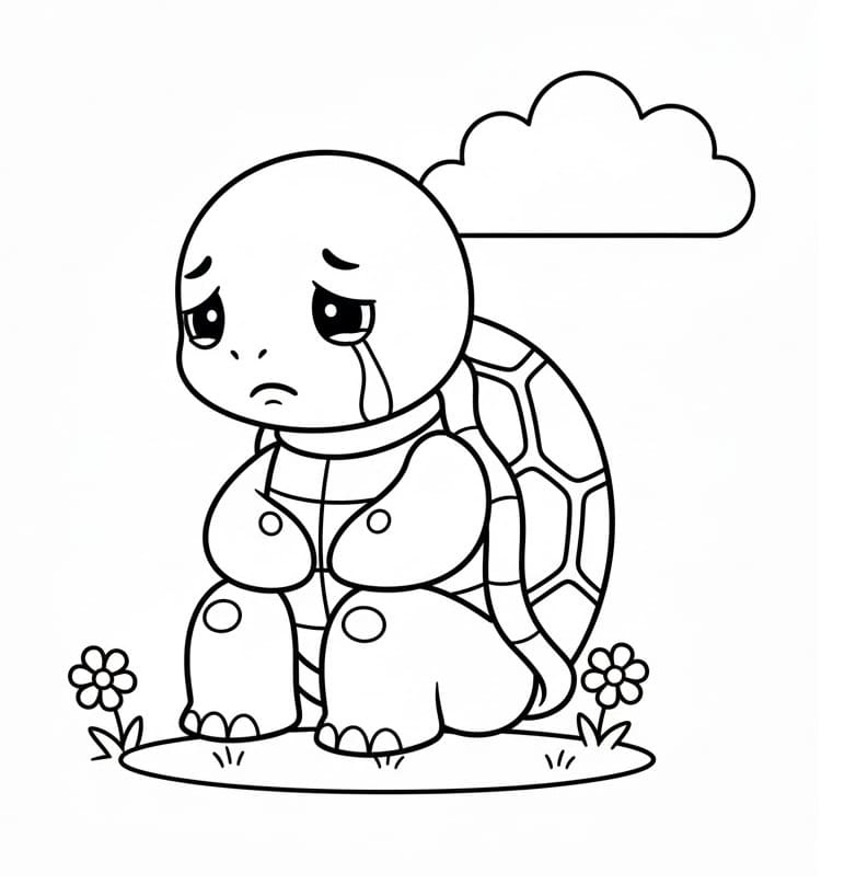 Smutná želva omalovánka