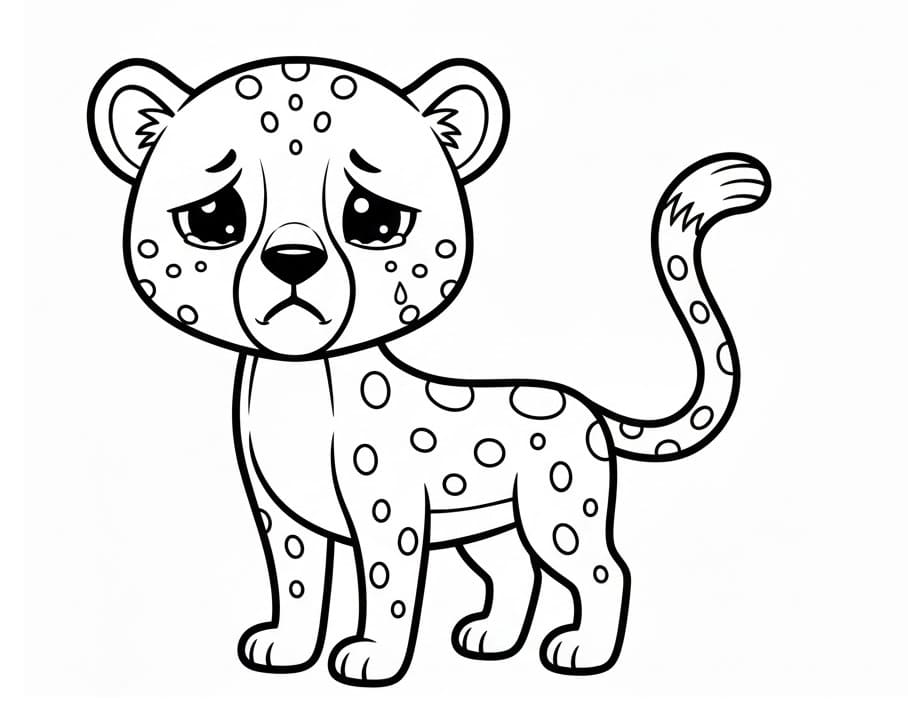 Smutný gepard omalovánka