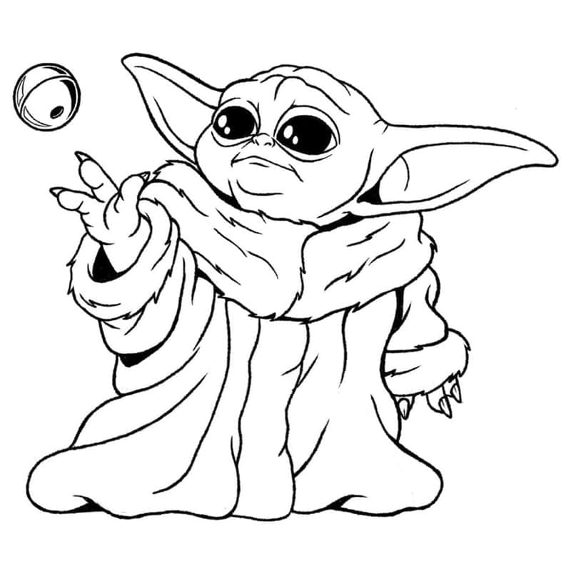 Snadné Baby Yoda omalovánka
