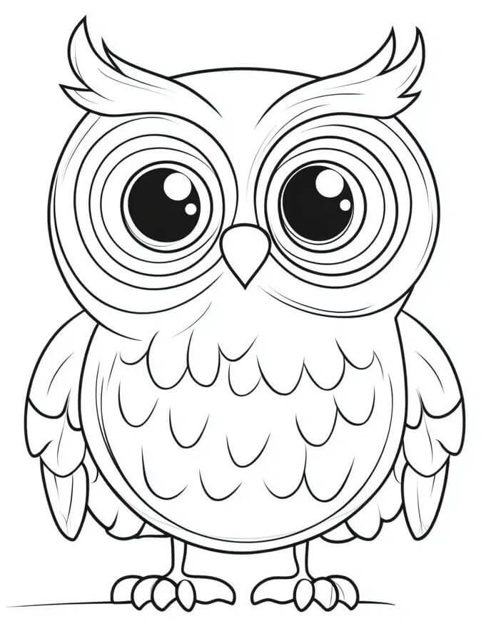 Sova pro děti 3 roky omalovánka