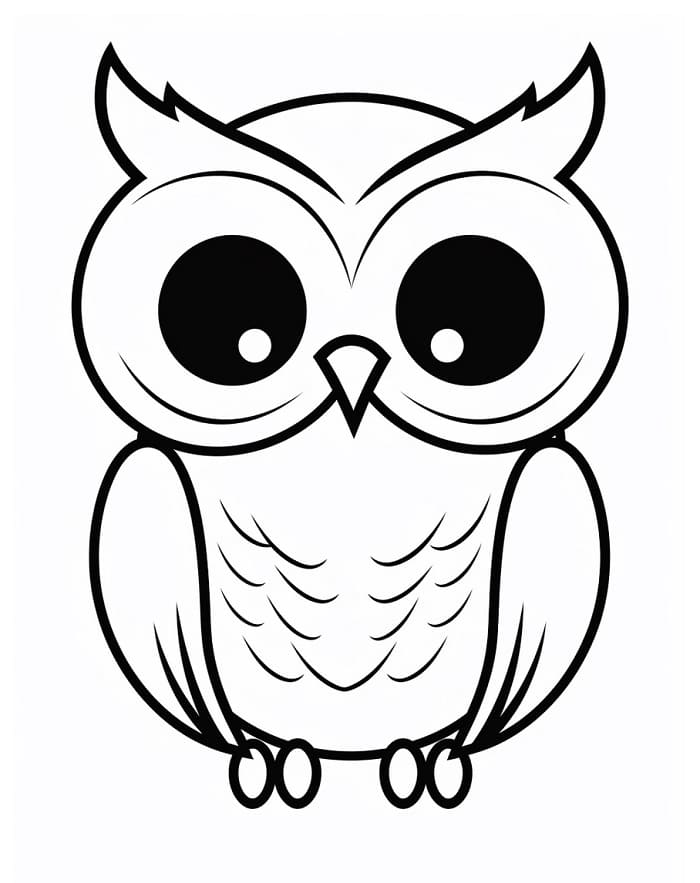 Sova zdarma tisknutelná omalovánka
