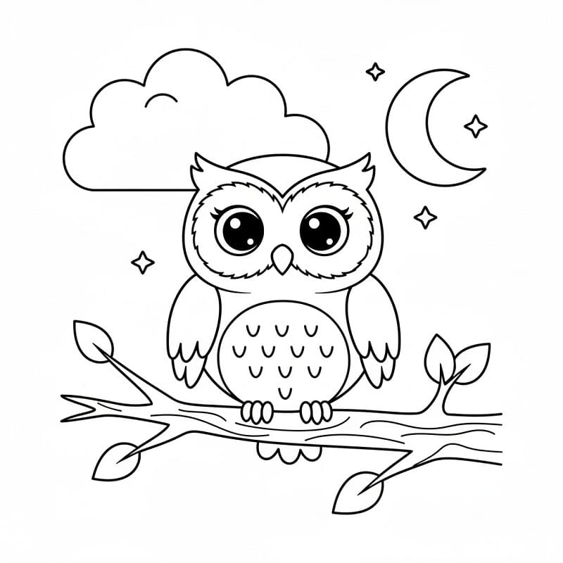 Sova zdarma omalovánka