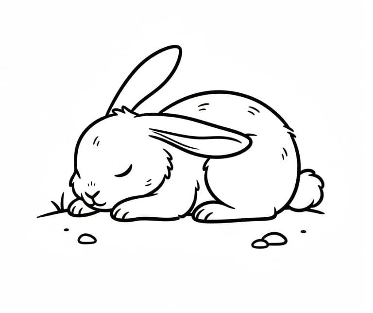 Spící králík omalovánka