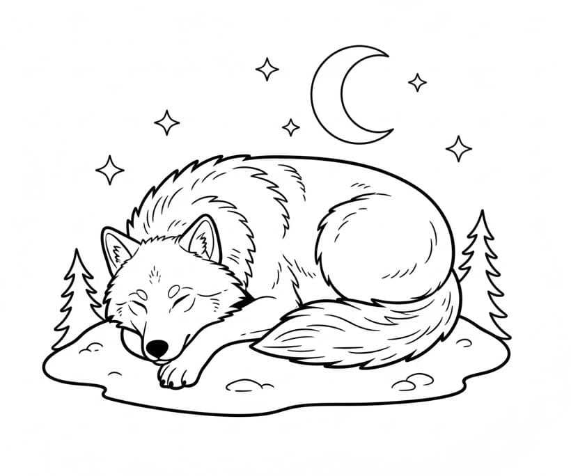 Spící vlk omalovánka