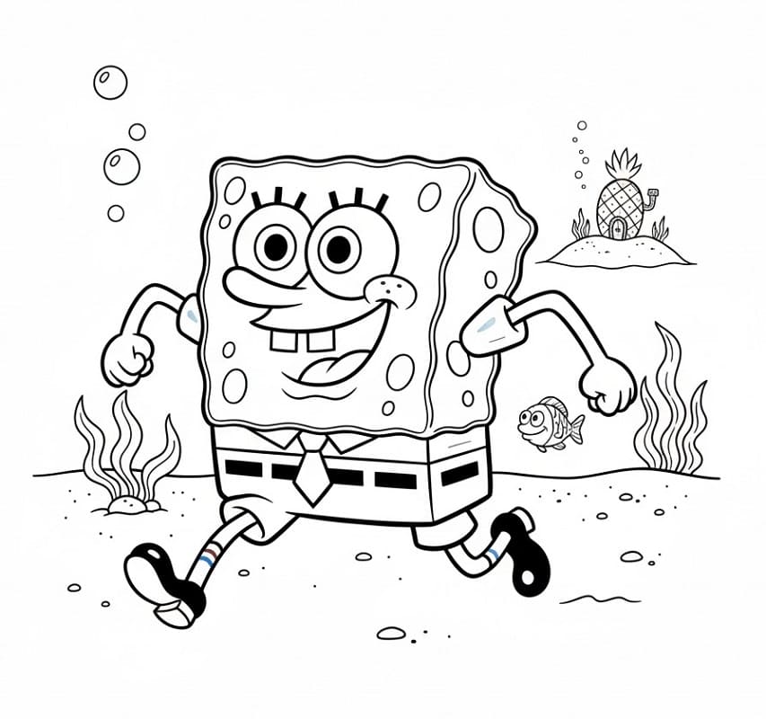 Spongebob běží omalovánka