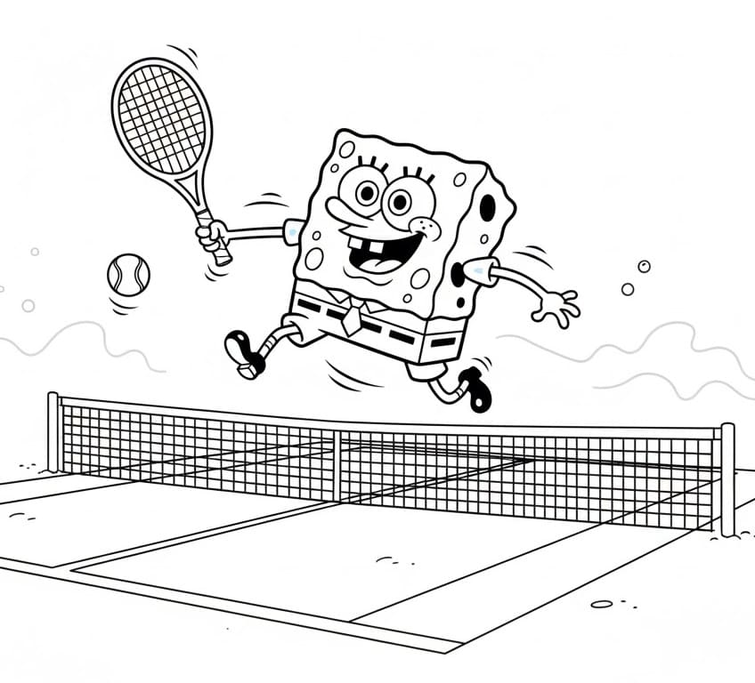 Spongebob hraje tenis omalovánka