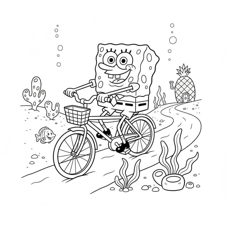 Spongebob jede na kole omalovánka