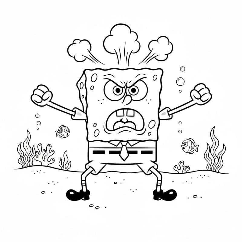 Spongebob naštvaný omalovánka