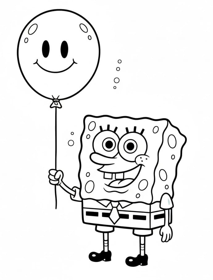 Spongebob s balónkem omalovánka