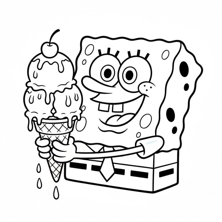 Spongebob se zmrzlinou omalovánka