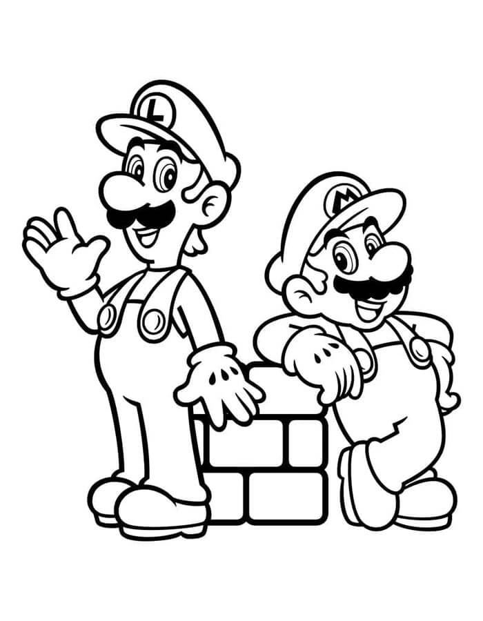 Šťastní Luigi a Mario omalovánka