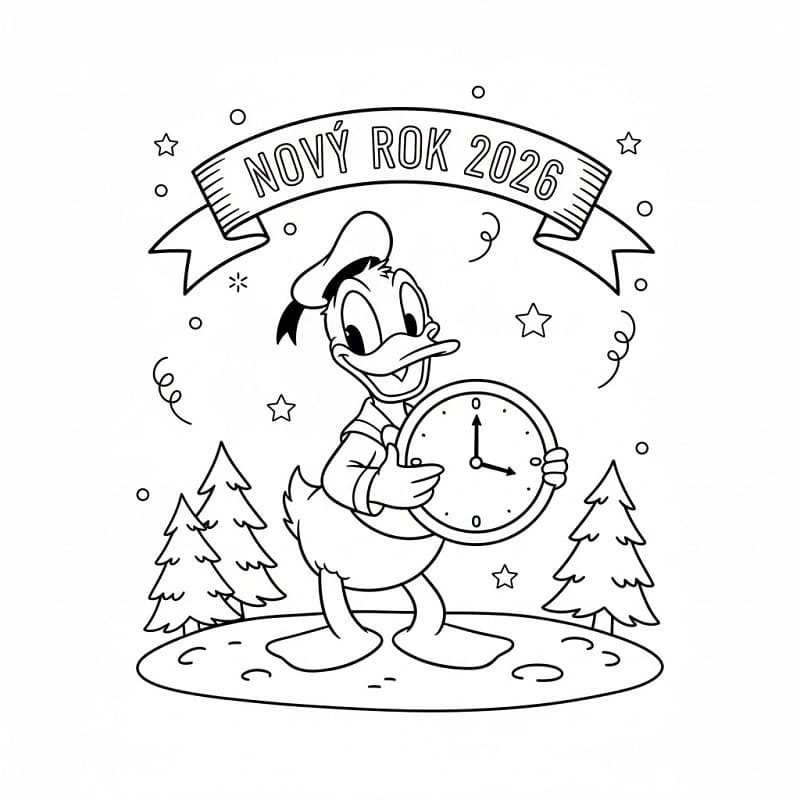 Šťastný nový rok 2026 jako dárek omalovánka