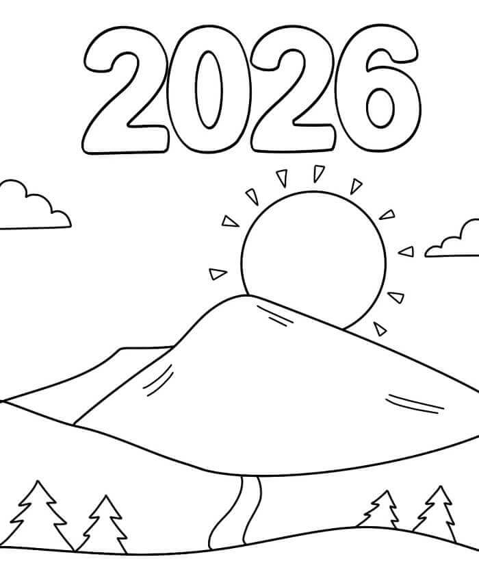 Šťastný nový rok 2026 zdarma pro děti omalovánka