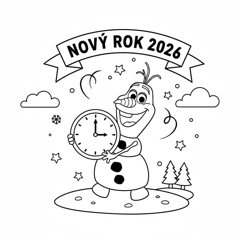Šťastný nový rok 2026 zdarma omalovánka