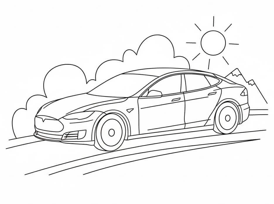 Stylové Auto Tesla omalovánka