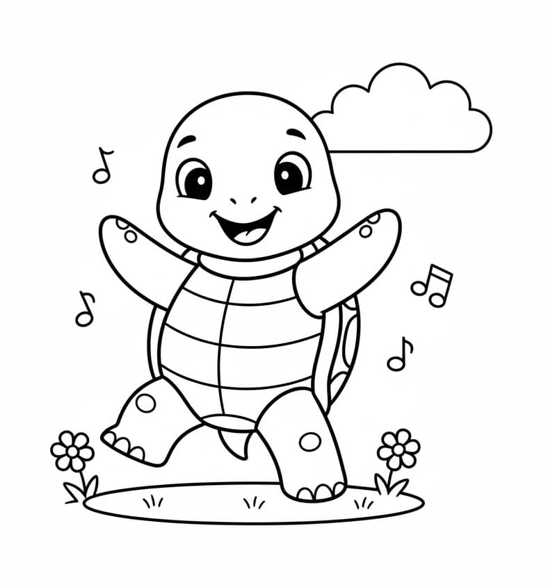 Tančící želva omalovánka