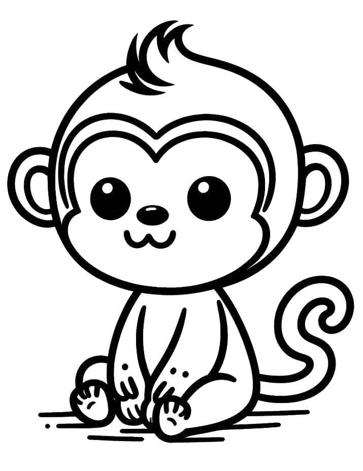 Tisknutelná Opice Obrázek pro Děti omalovánka
