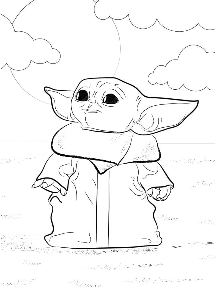 Tisknutelné Baby Yoda omalovánka
