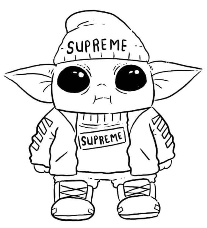 Tisknutelné Zdarma Baby Yoda omalovánka