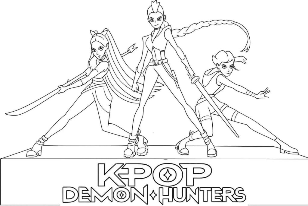 Omalovánka Tisknutelný Kpop Demon Hunters Obrázek