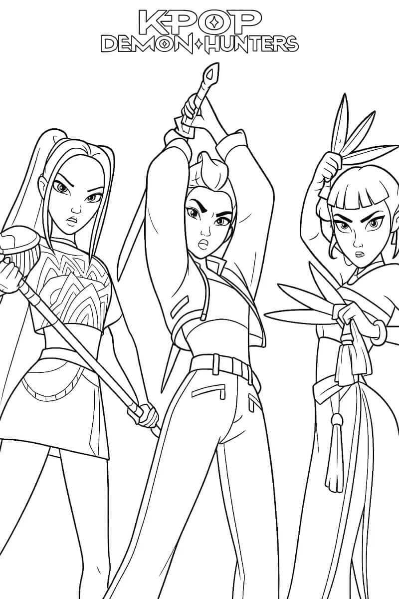 Tisknutelný Kpop Demon Hunters Obrázek pro Děti omalovánka