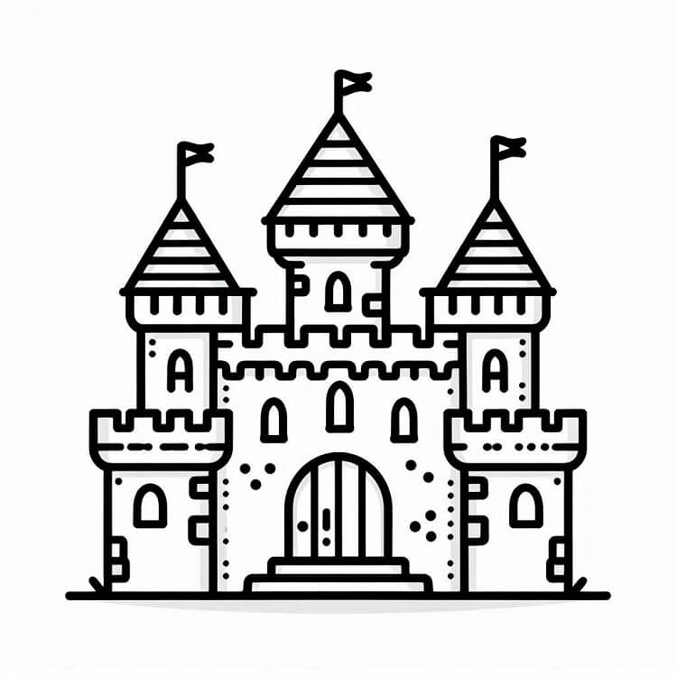 Tisknutelný Obrázek Hradu omalovánka