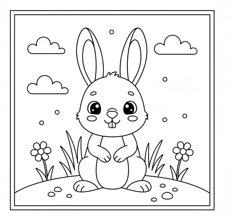 Usmívající se králík omalovánka