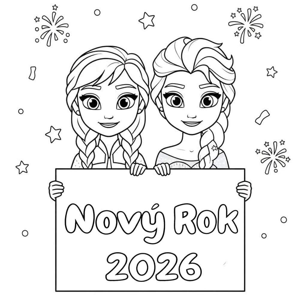 Úžasný Šťastný nový rok 2026 omalovánka