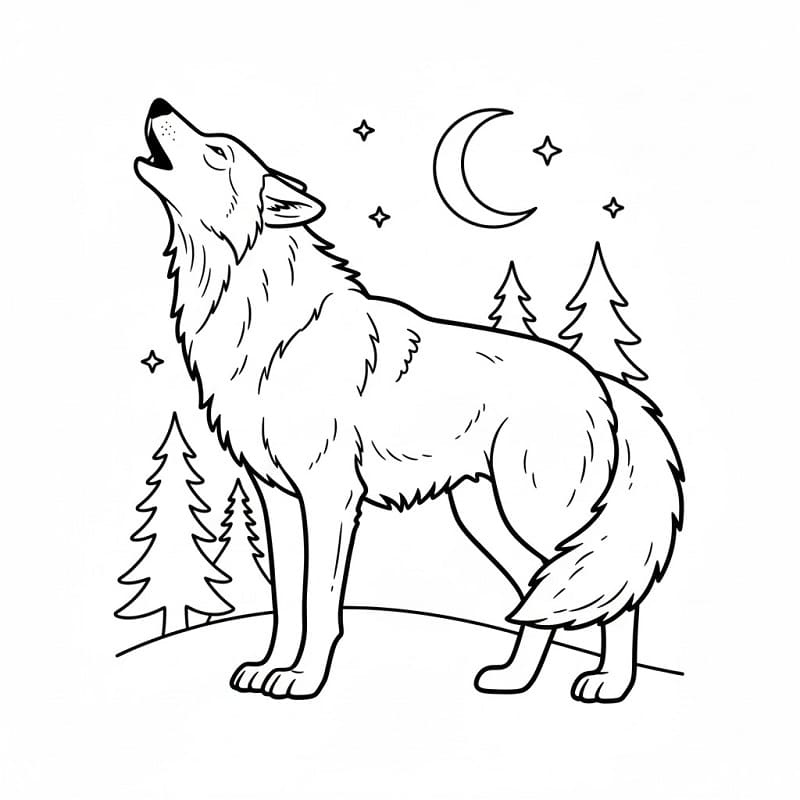 Vyjící vlk omalovánka