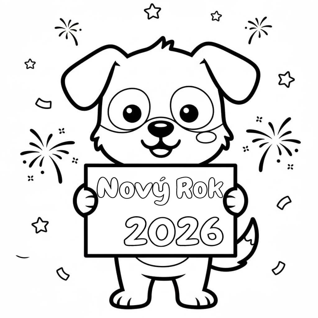 Vytisknout Nový rok 2026 omalovánka