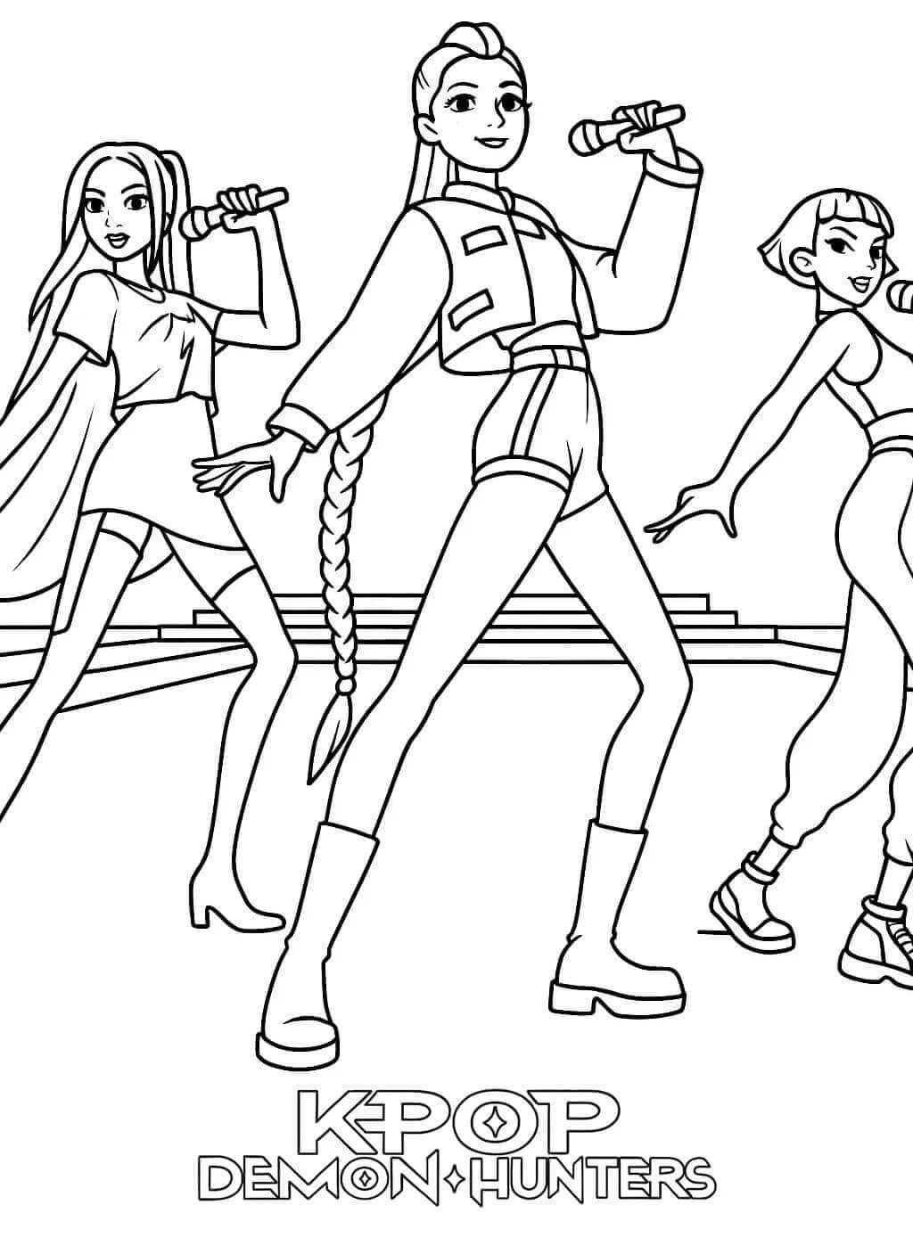 Zdarma Kpop Demon Hunters Obrázek omalovánka