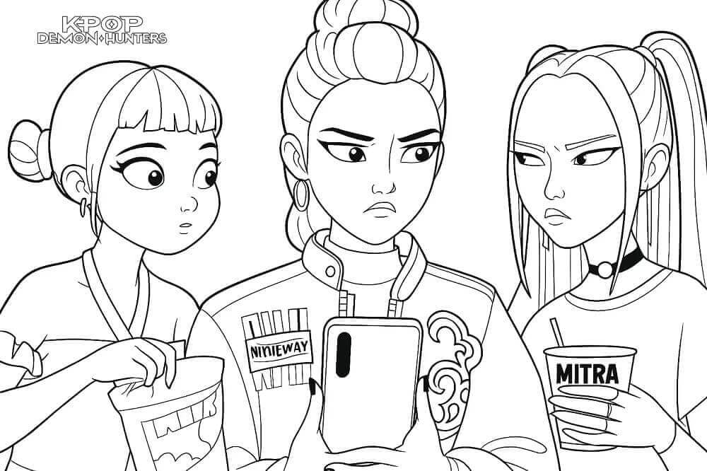 Zdarma Kpop Demon Hunters Tisknutelný omalovánka