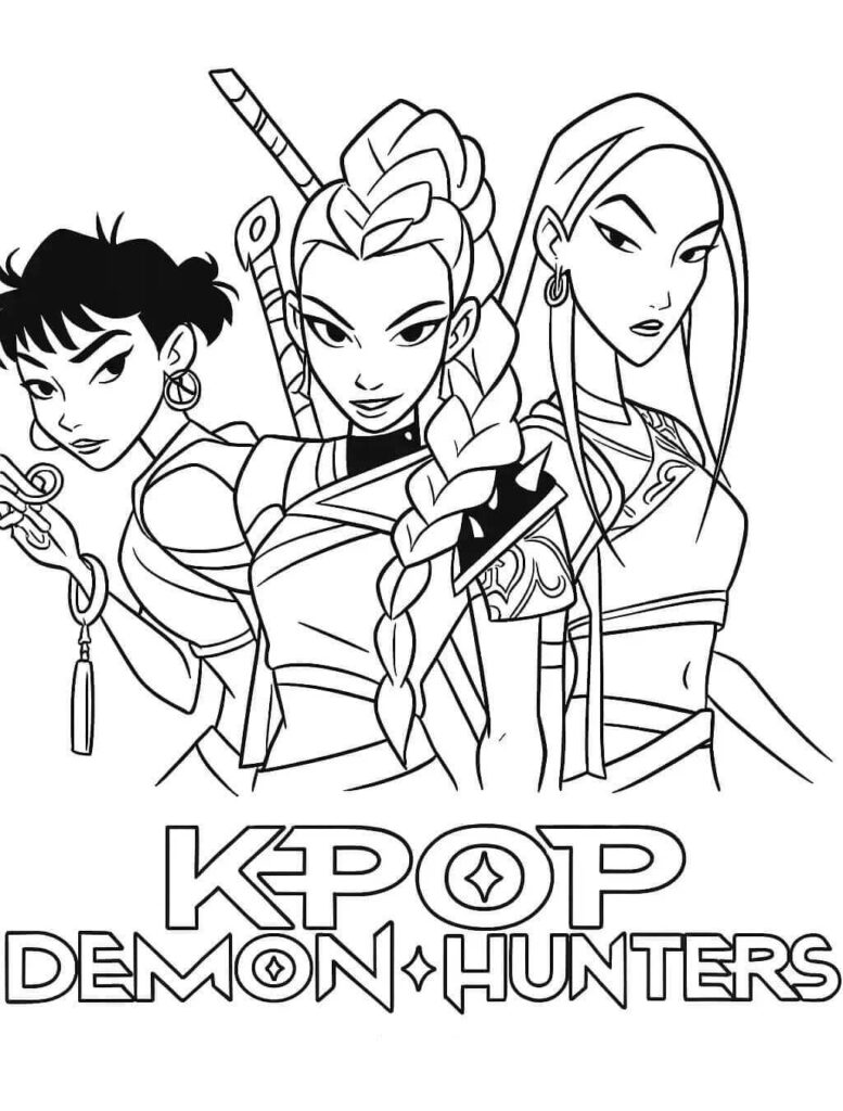 Omalovánka Zdarma Kpop Demon Hunters k Vytisknutí