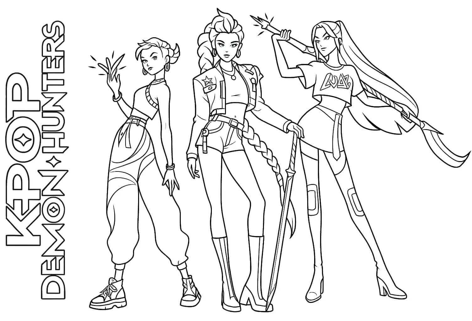 Zdarma Kpop Demon Hunters pro Děti omalovánka