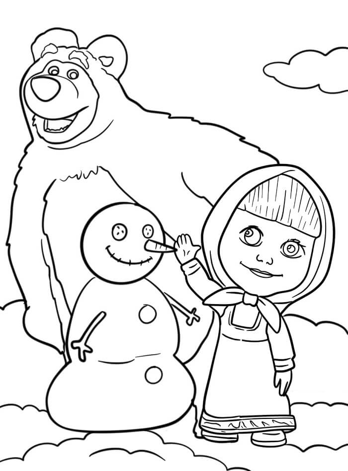 Zdarma Máša a medvěd omalovánka