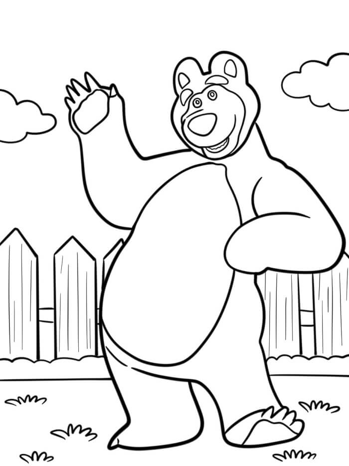 Zdarma Tisknutelná Máša a medvěd omalovánka