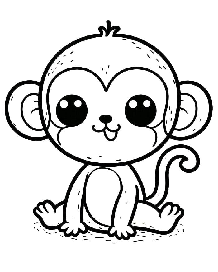Zdarma Tisknutelná Opice omalovánka