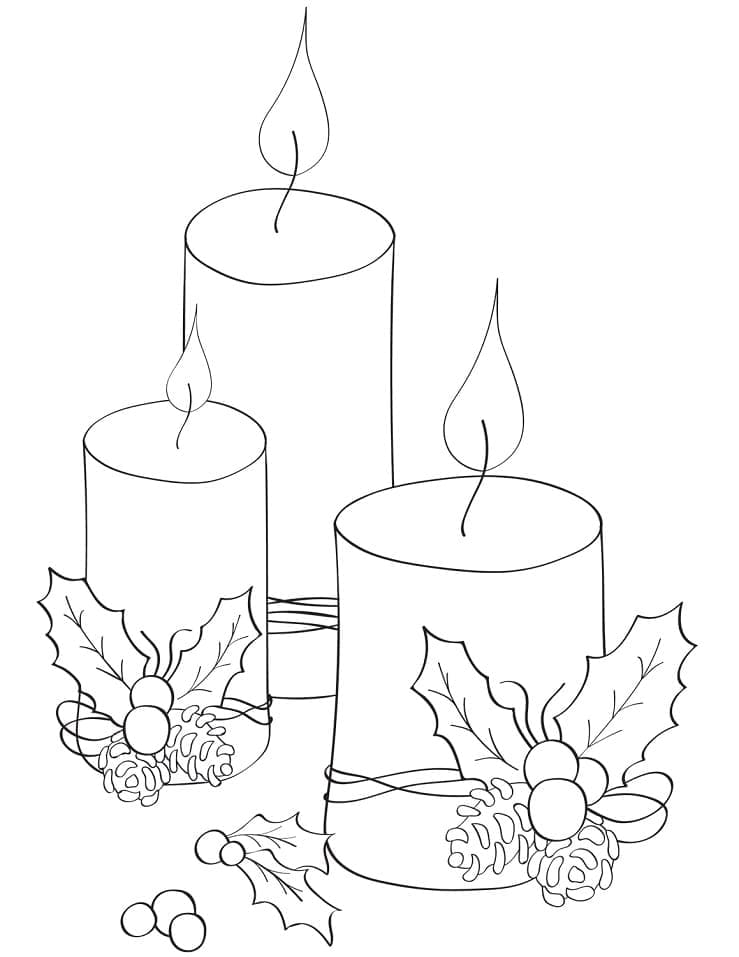 Zdarma Tisknutelné Vánoční Svíčky omalovánka