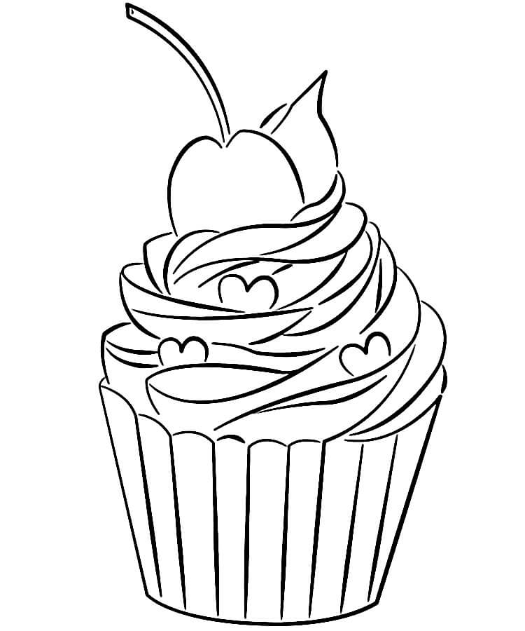 Zdarma Tisknutelný Cupcake omalovánka