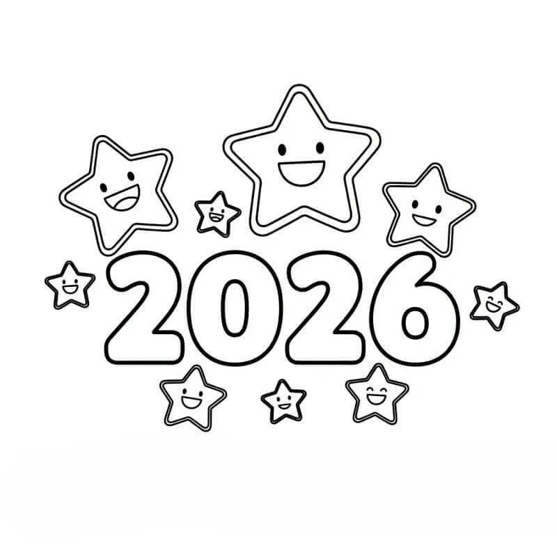 Zdarma obrázek Šťastný nový rok 2026 omalovánka