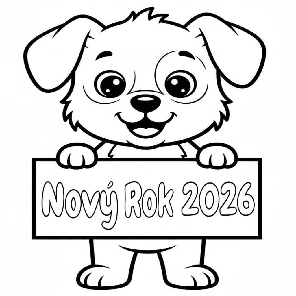 Zdarma tisknutelný Nový rok 2026 omalovánka