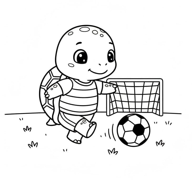Želva hraje fotbal omalovánka