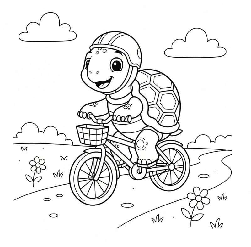 Želví jízda na kole omalovánka
