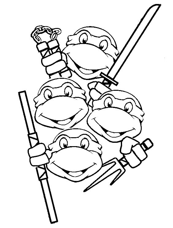 Želvy Ninja Kreslené omalovánka