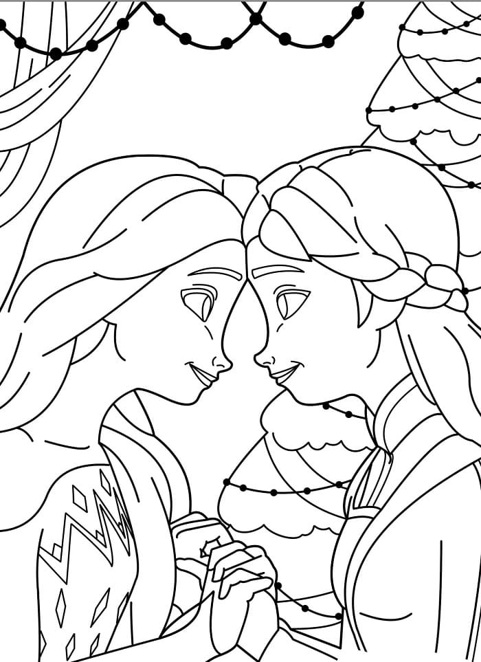 Elsa a Anna Zdarma Tisknutelné omalovánka