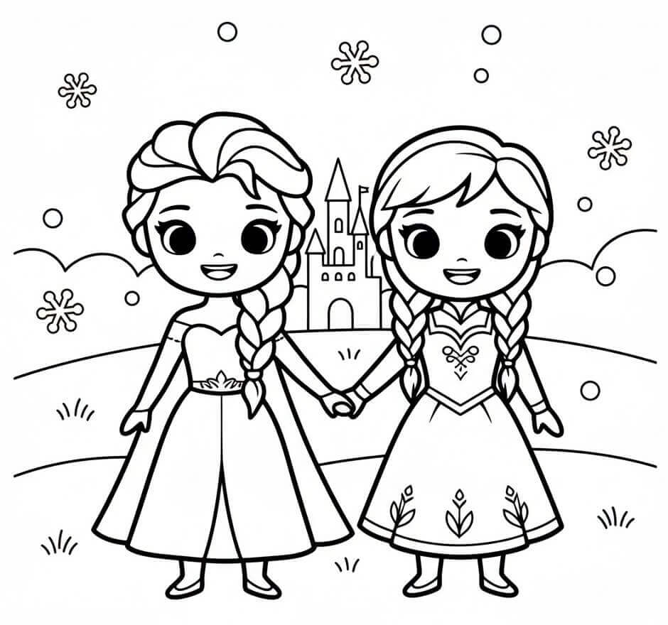 Elsa a Anna Zmrzlé omalovánka