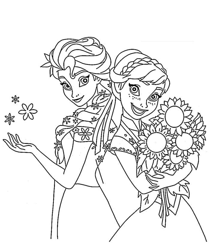Elsa a Anna ze Zmrzlých omalovánka