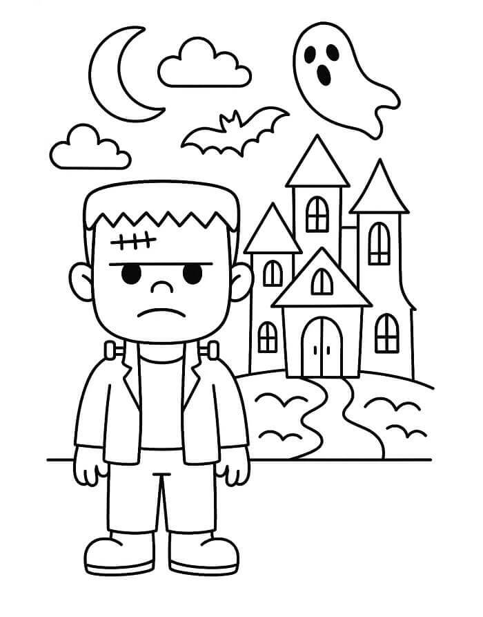 Halloween a Frankenstein omalovánka