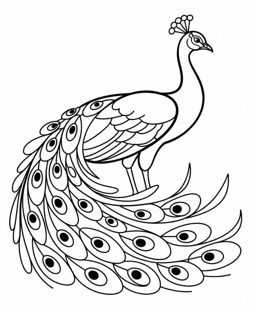 Jeden Páv omalovánka