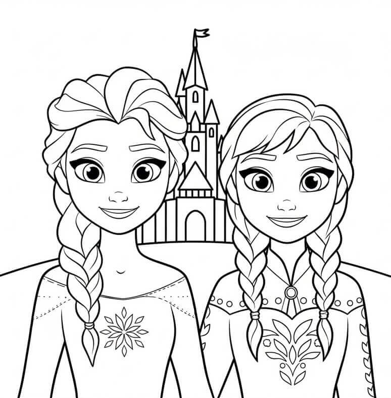 Kreslené Elsa a Anna omalovánka